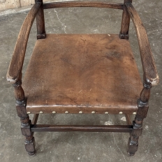 Set of Ten Country French Oak Dining Chairs in the Louis XIII Style, includes 2 Armchairs