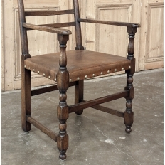 Set of Ten Country French Oak Dining Chairs in the Louis XIII Style, includes 2 Armchairs