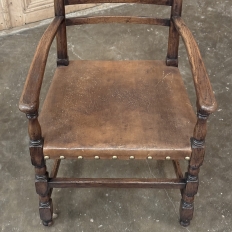 Set of Ten Country French Oak Dining Chairs in the Louis XIII Style, includes 2 Armchairs