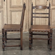 Set of Ten Country French Oak Dining Chairs in the Louis XIII Style, includes 2 Armchairs