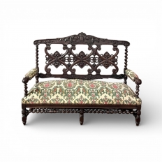 19th Century Renaissance Revival Louis XIII Style Sofa in Solid Oak