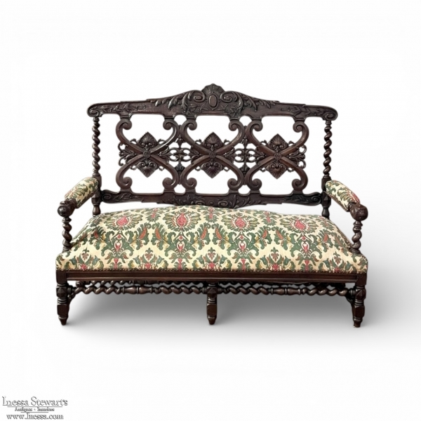 19th Century Renaissance Revival Louis XIII Style Sofa in Solid Oak