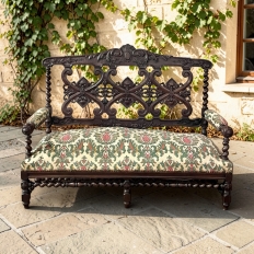 19th Century Renaissance Revival Louis XIII Style Sofa in Solid Oak
