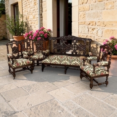 19th Century Renaissance Revival Louis XIII Style Sofa in Solid Oak