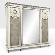 Antique Italian Neoclassical Painted Triple Armoire