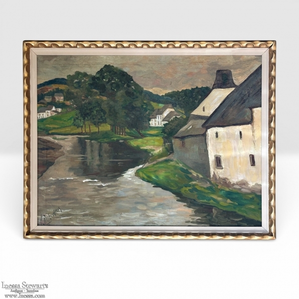 Antique Framed Oil Painting on Canvas by Leon De Frecheux (1884-1944)