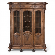 Late 19th Century Belgian Li&eacute;geoise Louis XIV Bookcase in Solid Quarter-Sawn Oak