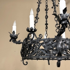 Antique Italian Hand-Forged Wrought Iron Chandelier