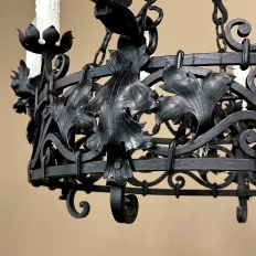 Antique Italian Hand-Forged Wrought Iron Chandelier