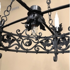 Antique Italian Hand-Forged Wrought Iron Chandelier
