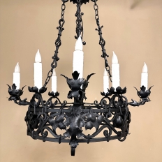 Antique Italian Hand-Forged Wrought Iron Chandelier