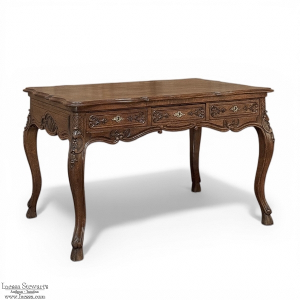 Antique Country French Li&eacute;geoise White Oak Writing Desk