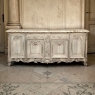 Antique Country French Stripped Walnut Buffet with Thick Siena Marble Top