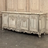 Antique Country French Stripped Walnut Buffet with Thick Siena Marble Top