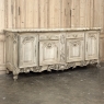 Antique Country French Stripped Walnut Buffet with Thick Siena Marble Top