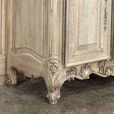 Antique Country French Stripped Walnut Buffet with Thick Siena Marble Top