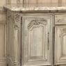 Antique Country French Stripped Walnut Buffet with Thick Siena Marble Top