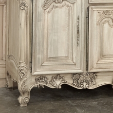 Antique Country French Stripped Walnut Buffet with Thick Siena Marble Top