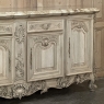Antique Country French Stripped Walnut Buffet with Thick Siena Marble Top