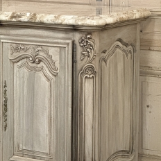 Antique Country French Stripped Walnut Buffet with Thick Siena Marble Top