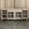 Antique Country French Stripped Walnut Buffet with Thick Siena Marble Top
