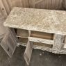 Antique Country French Stripped Walnut Buffet with Thick Siena Marble Top