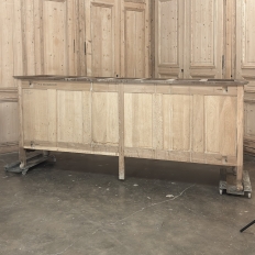 Antique Country French Stripped Walnut Buffet with Thick Siena Marble Top