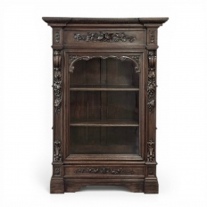 19th Century French Renaissance Revival Oak Vitrine ~ Bookcase