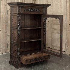 19th Century French Renaissance Revival Oak Vitrine ~ Bookcase