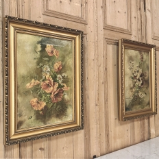 Pair of Antique French Framed Oils on Canvas by J. Peerlinck, Dated 1921