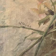 Pair of Antique French Framed Oils on Canvas by J. Peerlinck, Dated 1921