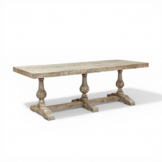 Grand Italian Rustic Trestle Table in Stripped Oak