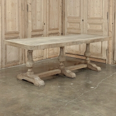 Grand Italian Rustic Trestle Table in Stripped Oak