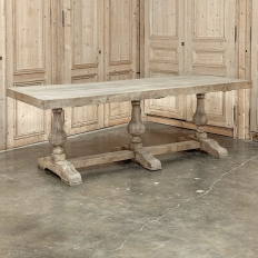 Grand Italian Rustic Trestle Table in Stripped Oak