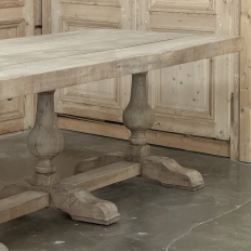 Grand Italian Rustic Trestle Table in Stripped Oak
