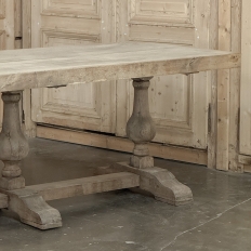 Grand Italian Rustic Trestle Table in Stripped Oak