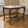 Late 19th Century French Louis XV Walnut Marble-Top Center Table ~ Library Table