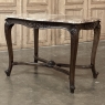 Late 19th Century French Louis XV Walnut Marble-Top Center Table ~ Library Table