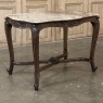 Late 19th Century French Louis XV Walnut Marble-Top Center Table ~ Library Table