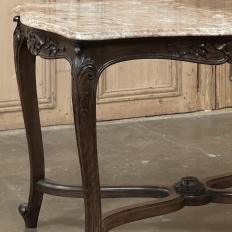 Late 19th Century French Louis XV Walnut Marble-Top Center Table ~ Library Table