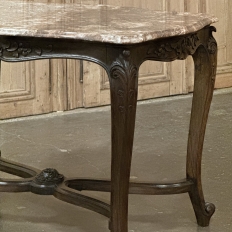 Late 19th Century French Louis XV Walnut Marble-Top Center Table ~ Library Table