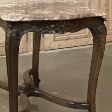 Late 19th Century French Louis XV Walnut Marble-Top Center Table ~ Library Table