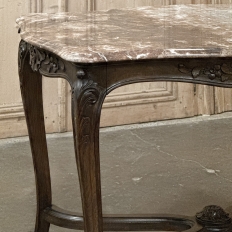 Late 19th Century French Louis XV Walnut Marble-Top Center Table ~ Library Table