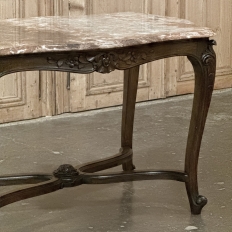 Late 19th Century French Louis XV Walnut Marble-Top Center Table ~ Library Table