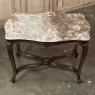 Late 19th Century French Louis XV Walnut Marble-Top Center Table ~ Library Table