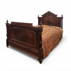 Antique 19th Century French Napoleon III Period Rosewood Bed Frame