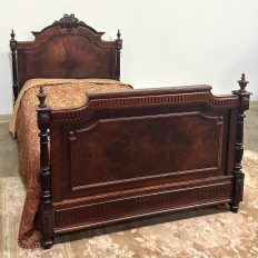 Antique 19th Century French Napoleon III Period Rosewood Bed Frame
