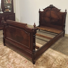 Antique 19th Century French Napoleon III Period Rosewood Bed Frame