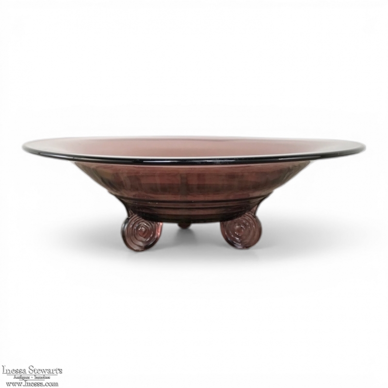 Lavender Art Deco Glass Footed Centerpiece Bowl