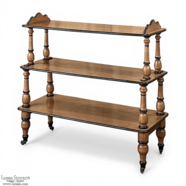 19th Century English Open Library Caddy Bookshelf on Casters